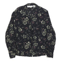 CHAUS Womens Black Floral Rayon Shirt Long Sleeve Collared S Elegant