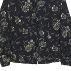 CHAUS Womens Black Floral Rayon Shirt Long Sleeve Collared S Elegant