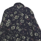 CHAUS Womens Black Floral Rayon Shirt Long Sleeve Collared S Elegant