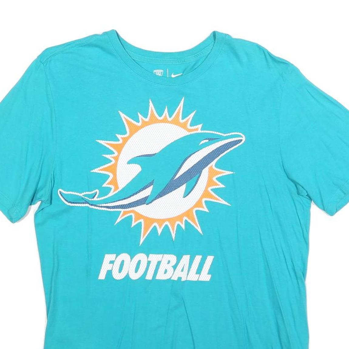 NIKE Mens Blue Football T-Shirt M Short Sleeve Crew Neck Logo Print