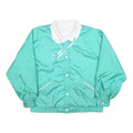 Womens Blue & White Nylon Button Jacket L Plain Lightweight Casual