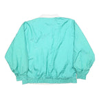 Womens Blue & White Nylon Button Jacket L Plain Lightweight Casual