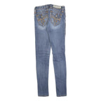 ROCK REVIVAL Womens Slim Fit Blue Denim Jeans W24 L30 Embroidered Pocket