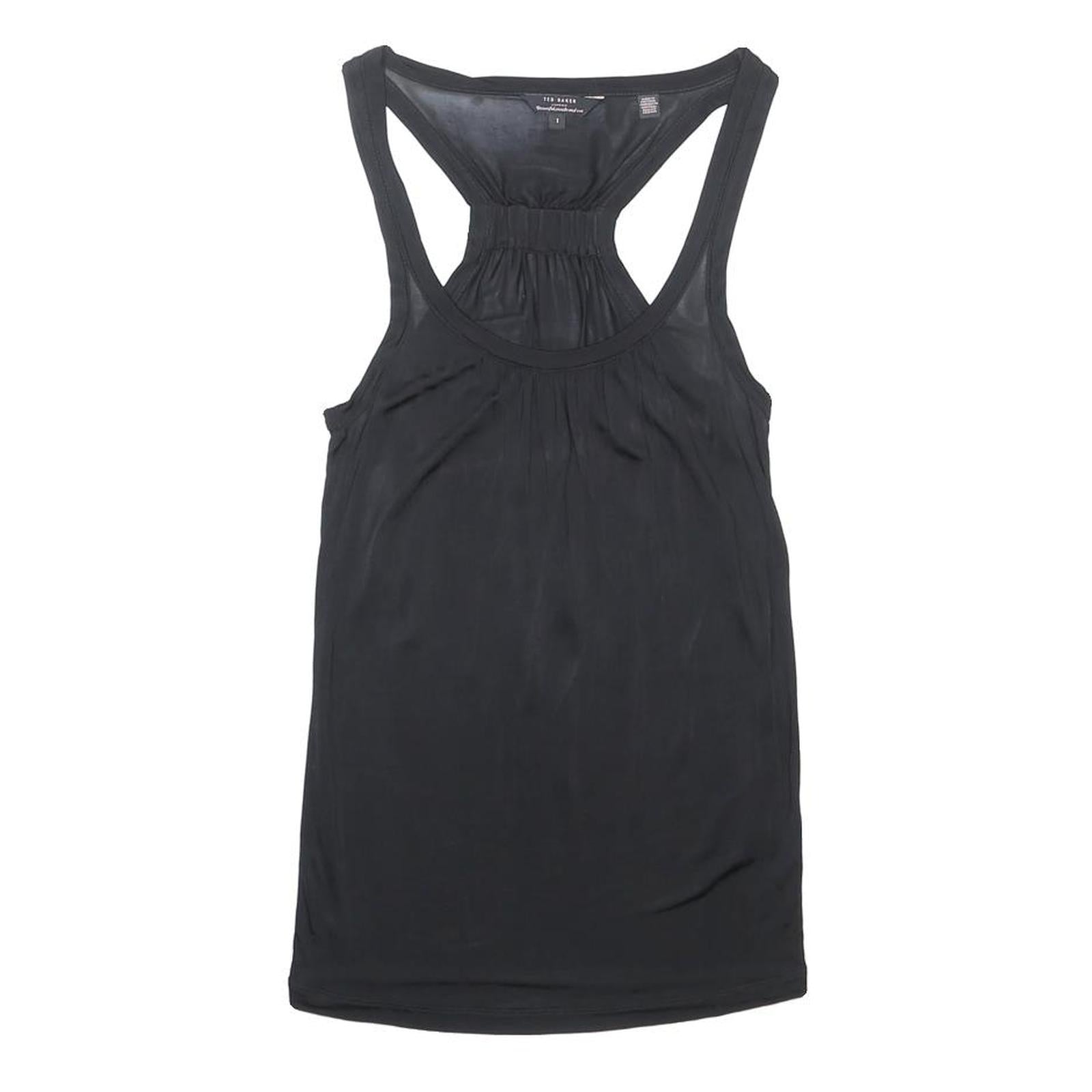 TED BAKER Womens Black Racer Back Vest Sleeveless S Viscose Comfortable