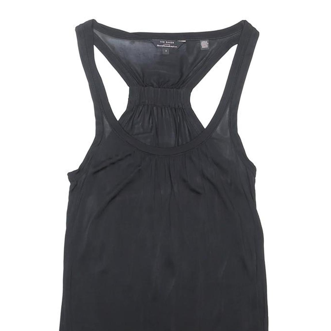 TED BAKER Womens Black Racer Back Vest Sleeveless S Viscose Comfortable