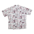 HAWAII Mens White & Grey Hawaiian Shirt L Patterned Short Sleeve Summer