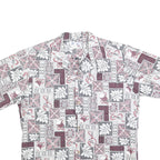HAWAII Mens White & Grey Hawaiian Shirt L Patterned Short Sleeve Summer