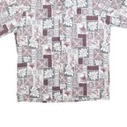 HAWAII Mens White & Grey Hawaiian Shirt L Patterned Short Sleeve Summer
