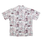 HAWAII Mens White & Grey Hawaiian Shirt L Patterned Short Sleeve Summer