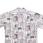 HAWAII Mens White & Grey Hawaiian Shirt L Patterned Short Sleeve Summer