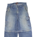 NEVADA Mens Regular Fit Blue Denim Cargo Capris W34 L25 Casual Cotton Zip Jeans