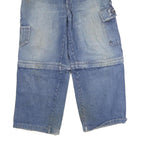 NEVADA Mens Regular Fit Blue Denim Cargo Capris W34 L25 Casual Cotton Zip Jeans