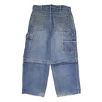 NEVADA Mens Regular Fit Blue Denim Cargo Capris W34 L25 Casual Cotton Zip Jeans