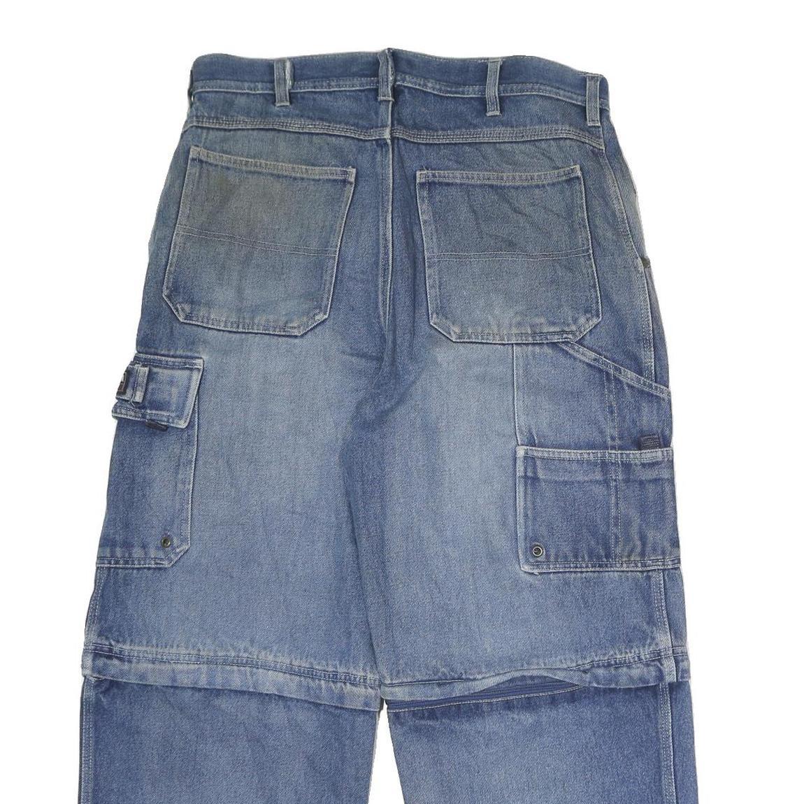 NEVADA Mens Regular Fit Blue Denim Cargo Capris W34 L25 Casual Cotton Zip Jeans