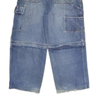 NEVADA Mens Regular Fit Blue Denim Cargo Capris W34 L25 Casual Cotton Zip Jeans