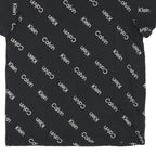 CALVIN KLEIN Mens Black Crew Neck Short Sleeve T-Shirt S All Over Logo Print