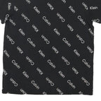 CALVIN KLEIN Mens Black Crew Neck Short Sleeve T-Shirt S All Over Logo Print