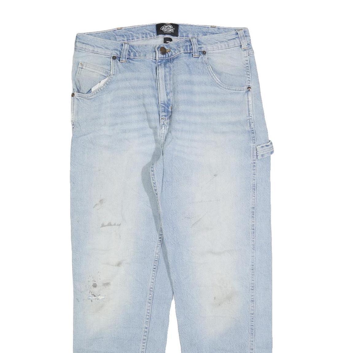 DICKIES Mens Light Blue Regular Fit Straight Denim Jeans W30 L28 Workwear Style