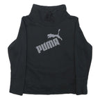 PUMA Womens Black Cotton Blend Crew Neck Sweatshirt M Logo Print