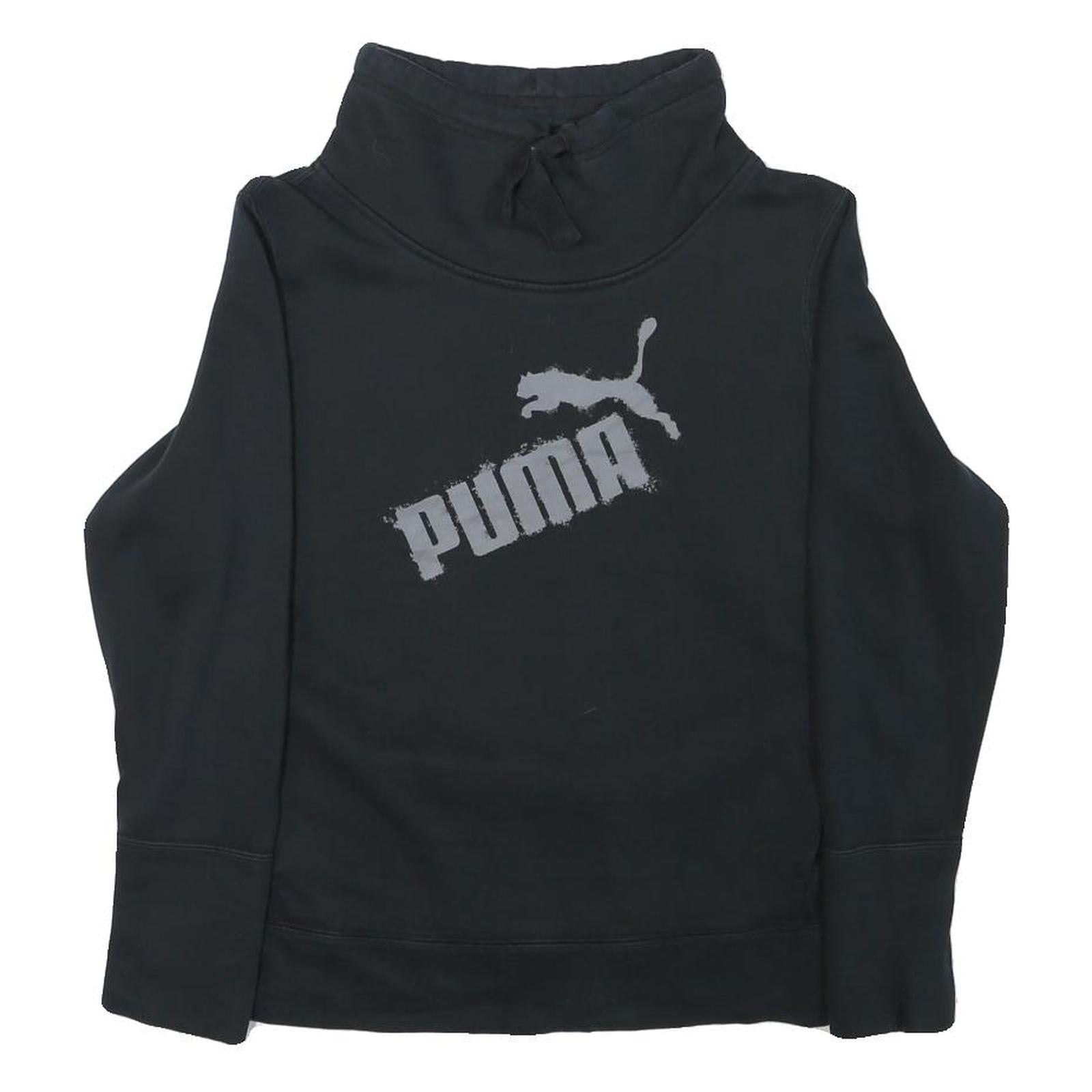 PUMA Womens Black Cotton Blend Crew Neck Sweatshirt M Logo Print