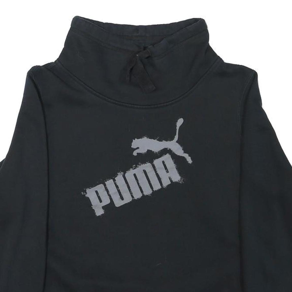 PUMA Womens Black Cotton Blend Crew Neck Sweatshirt M Logo Print