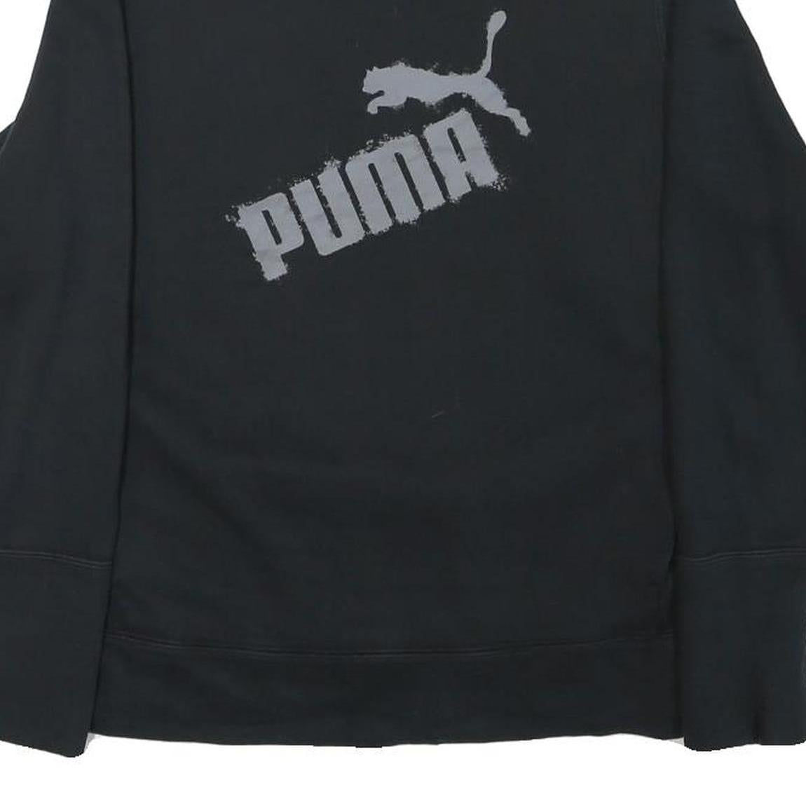 PUMA Womens Black Cotton Blend Crew Neck Sweatshirt M Logo Print
