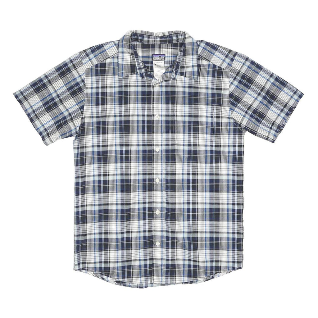 PATAGONIA Mens Blue Plaid Cotton Blend Shirt M Casual Summer Everyday