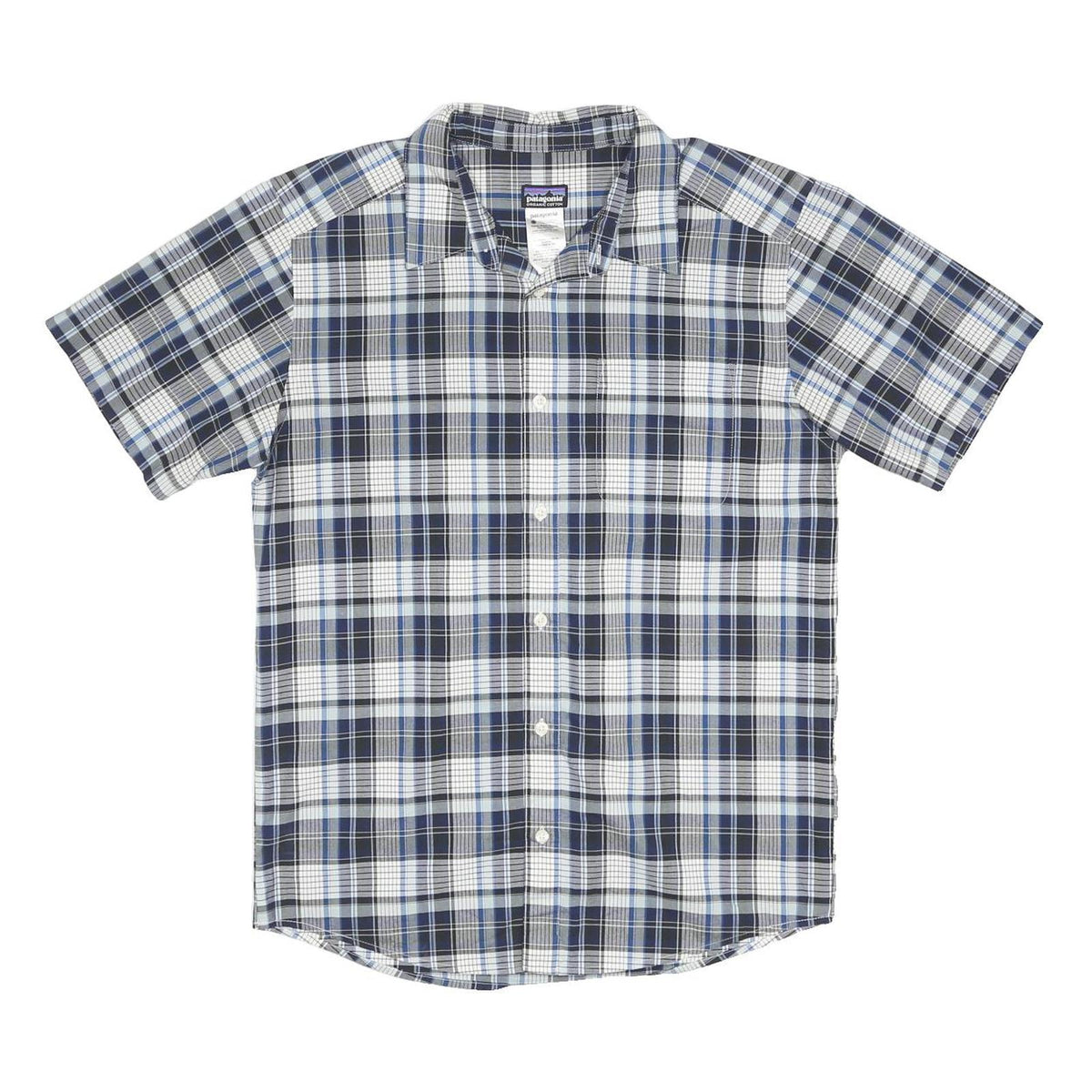 PATAGONIA Mens Blue Plaid Cotton Blend Shirt M Casual Summer Everyday