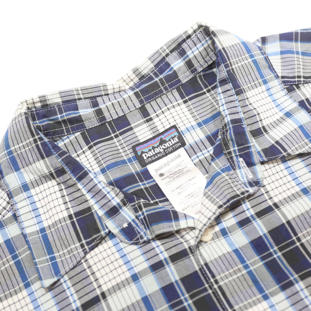 PATAGONIA Mens Blue Plaid Cotton Blend Shirt M Casual Summer Everyday