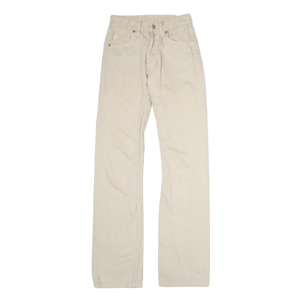 LEVI'S 501 Womens Jeans Cream Slim Straight Denim Raw W22 L30 Classic Fit