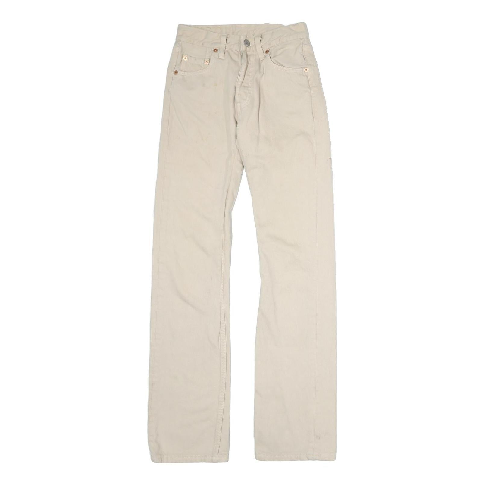 LEVI'S 501 Womens Jeans Cream Slim Straight Denim Raw W22 L30 Classic Fit