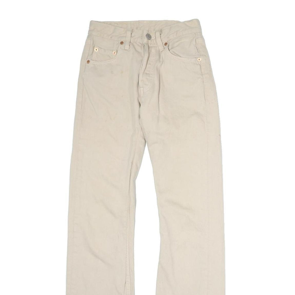 LEVI'S 501 Womens Jeans Cream Slim Straight Denim Raw W22 L30 Classic Fit