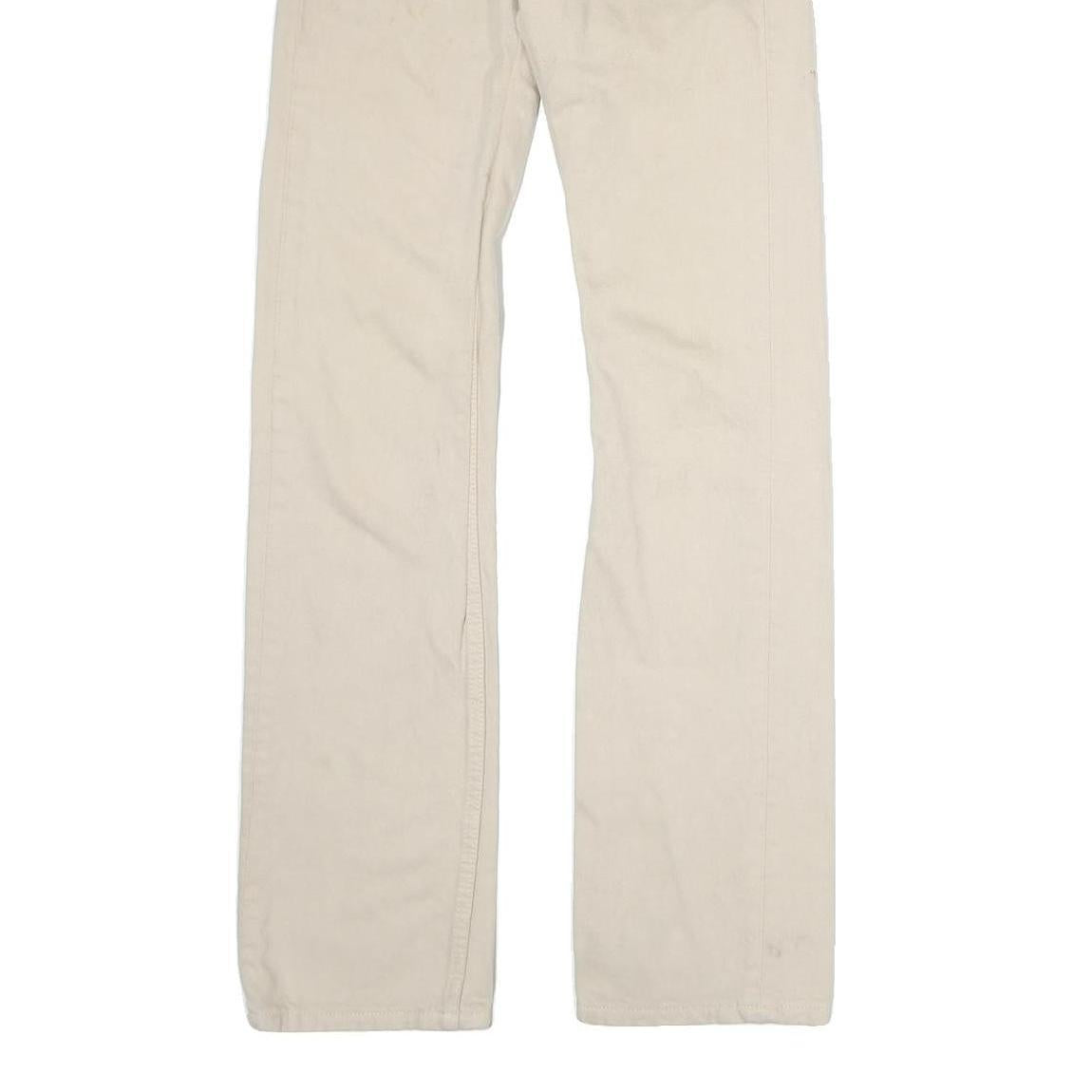 LEVI'S 501 Womens Jeans Cream Slim Straight Denim Raw W22 L30 Classic Fit