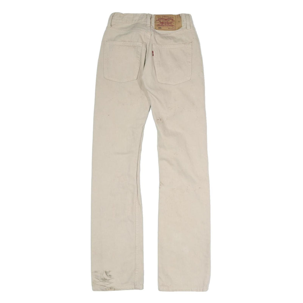 LEVI'S 501 Womens Jeans Cream Slim Straight Denim Raw W22 L30 Classic Fit