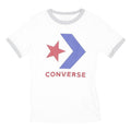 CONVERSE Girls White Blue & Red Logo Ringer T-Shirt 10-11Y Short Sleeve Crew
