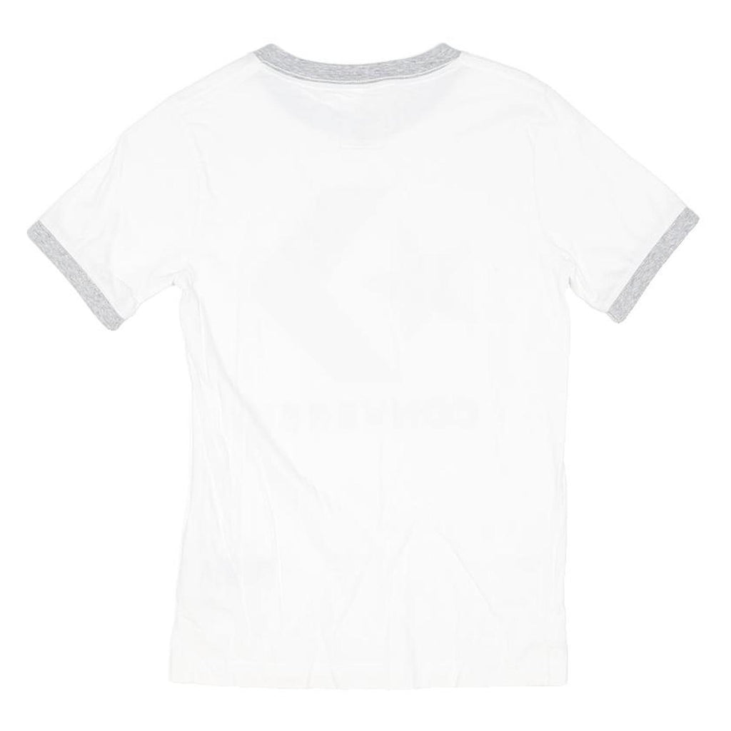 CONVERSE Girls White Blue & Red Logo Ringer T-Shirt 10-11Y Short Sleeve Crew