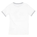 CONVERSE Girls White Blue & Red Logo Ringer T-Shirt 10-11Y Short Sleeve Crew
