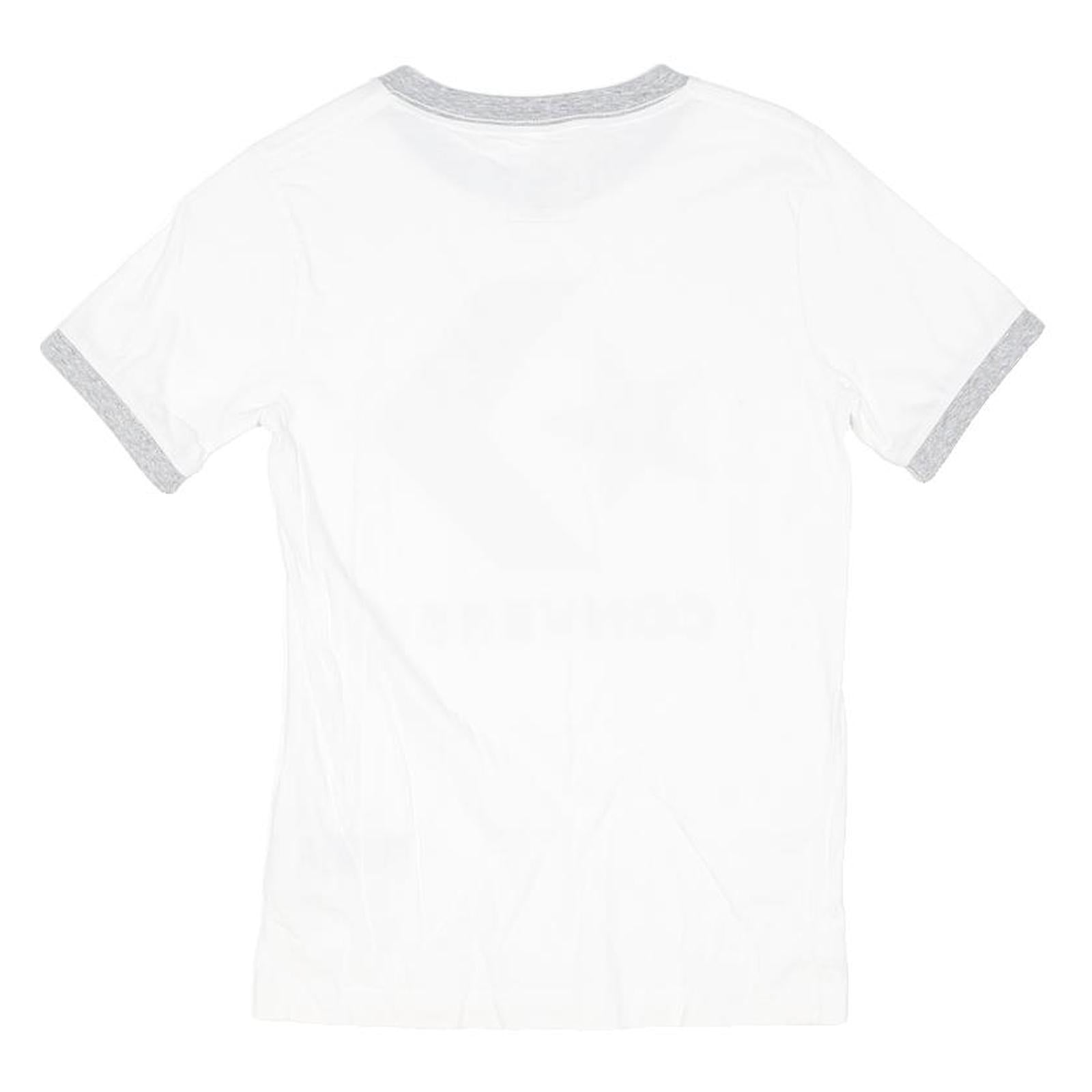 CONVERSE Girls White Blue & Red Logo Ringer T-Shirt 10-11Y Short Sleeve Crew