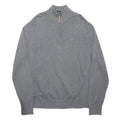 TOMMY HILFIGER Mens Grey Plain Pullover Zip Neck Basic Knit XL Cotton Jumper