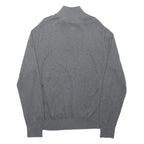 TOMMY HILFIGER Mens Grey Plain Pullover Zip Neck Basic Knit XL Cotton Jumper