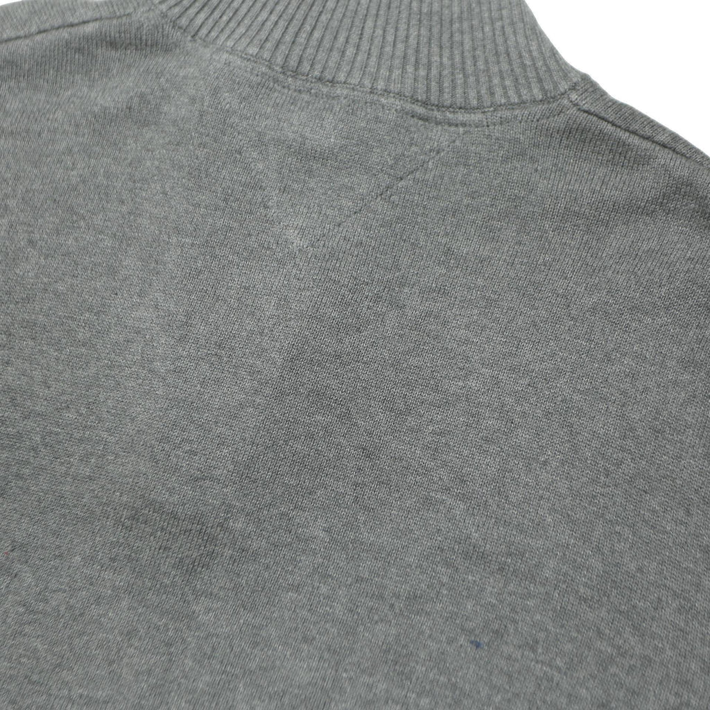 TOMMY HILFIGER Mens Grey Plain Pullover Zip Neck Basic Knit XL Cotton Jumper