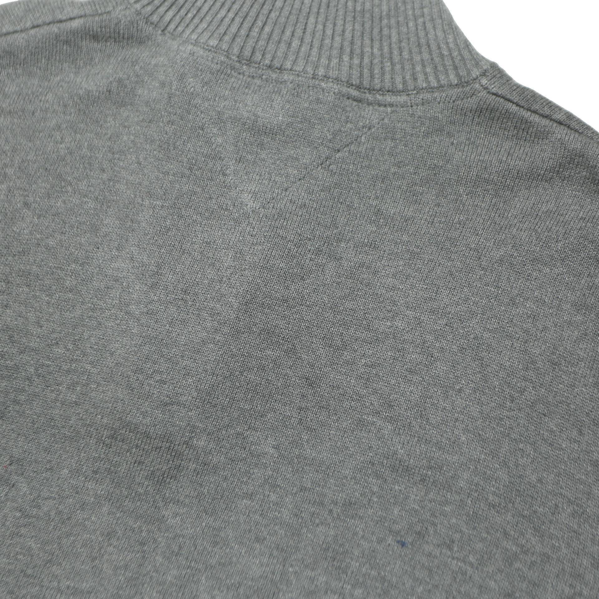 TOMMY HILFIGER Mens Grey Plain Pullover Zip Neck Basic Knit XL Cotton Jumper