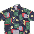 CITY LIFE Womens Navy Blue Green Red Floral Patchwork Silk Shirt S Relaxed Fit