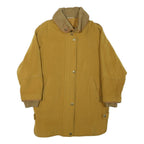 Womens Yellow Wool Blend Button Jacket L Classic Plain Warm Casual Outerwear