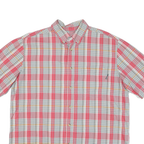 WOOLRICH Mens Red & Grey Checked Shirt L Button Down Cotton Blend Summer Casual