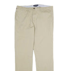 TOMMY HILFIGER Mens Cotton Beige Regular Fit Straight Trousers W34 L34 Casual