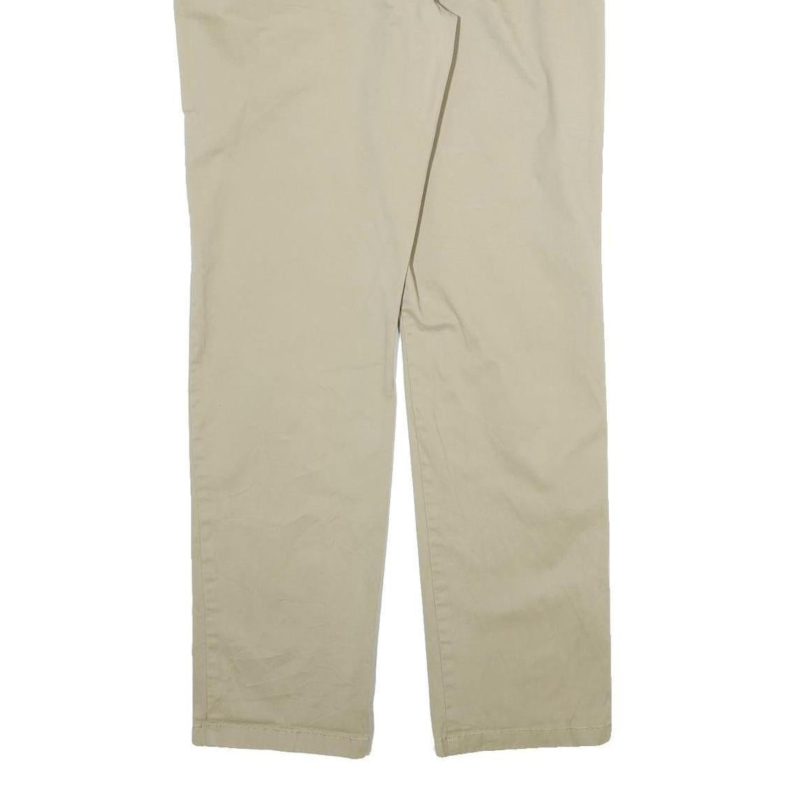 TOMMY HILFIGER Mens Cotton Beige Regular Fit Straight Trousers W34 L34 Casual