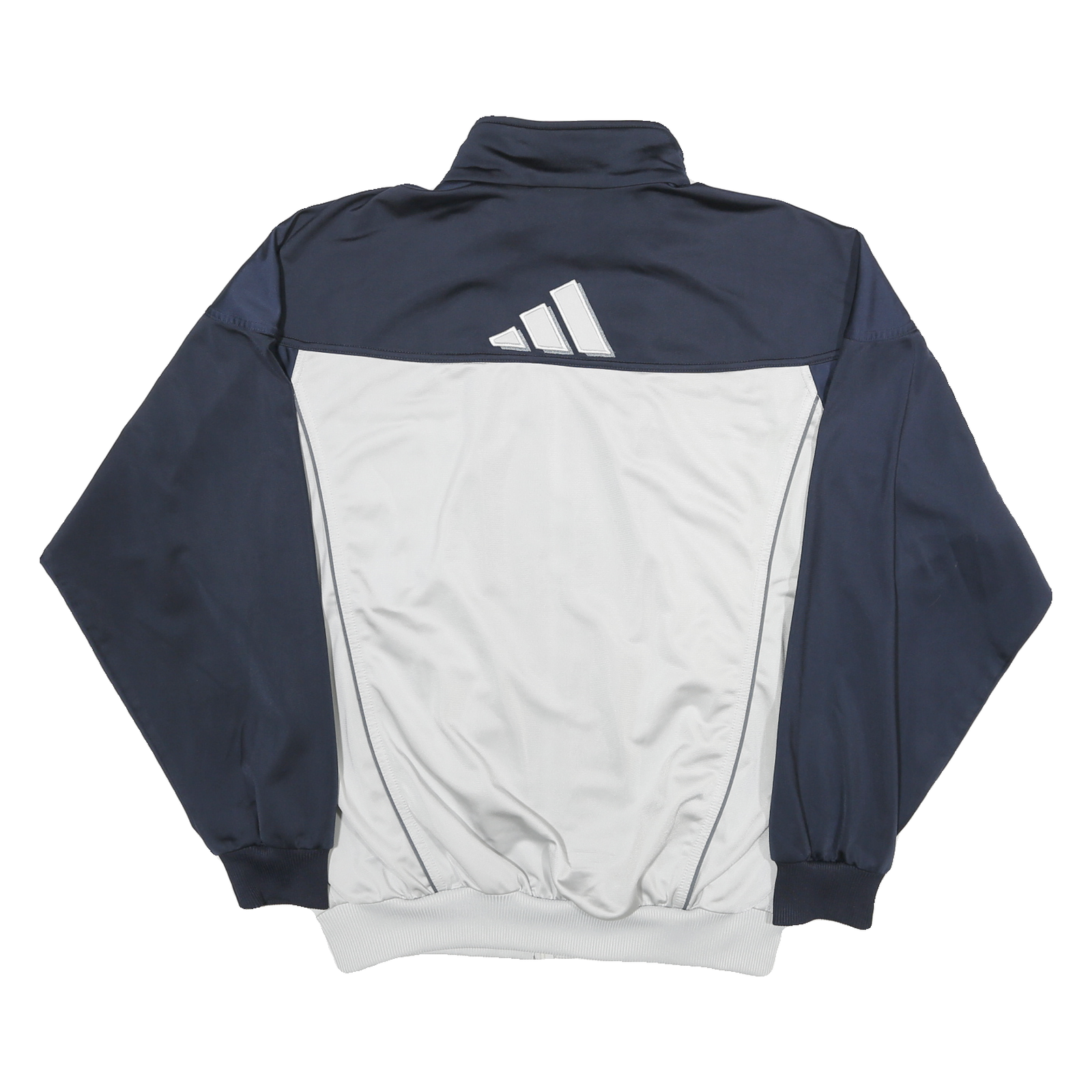 ADIDAS Mens Navy & White Track Jacket L Polyester Blend Zip Collar Casual