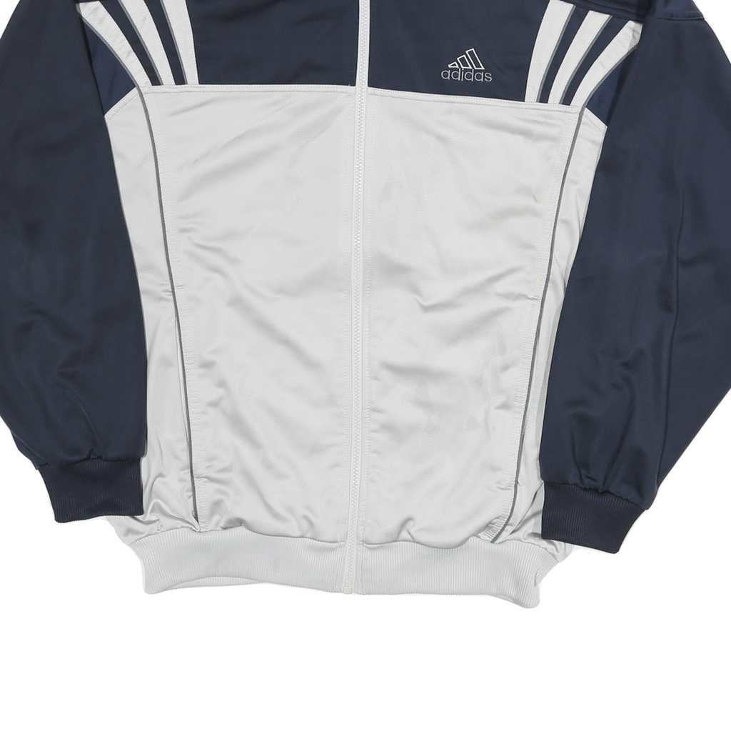 ADIDAS Mens Navy & White Track Jacket L Polyester Blend Zip Collar Casual