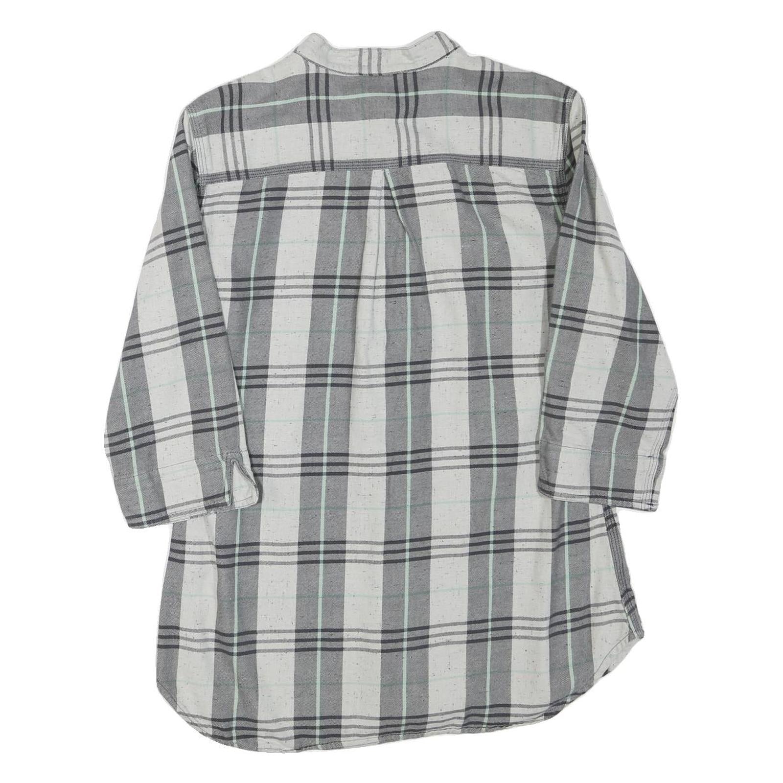 CARHARTT Womens Grey & White Check Shirt 3/4 Sleeve Button Neck M Casual